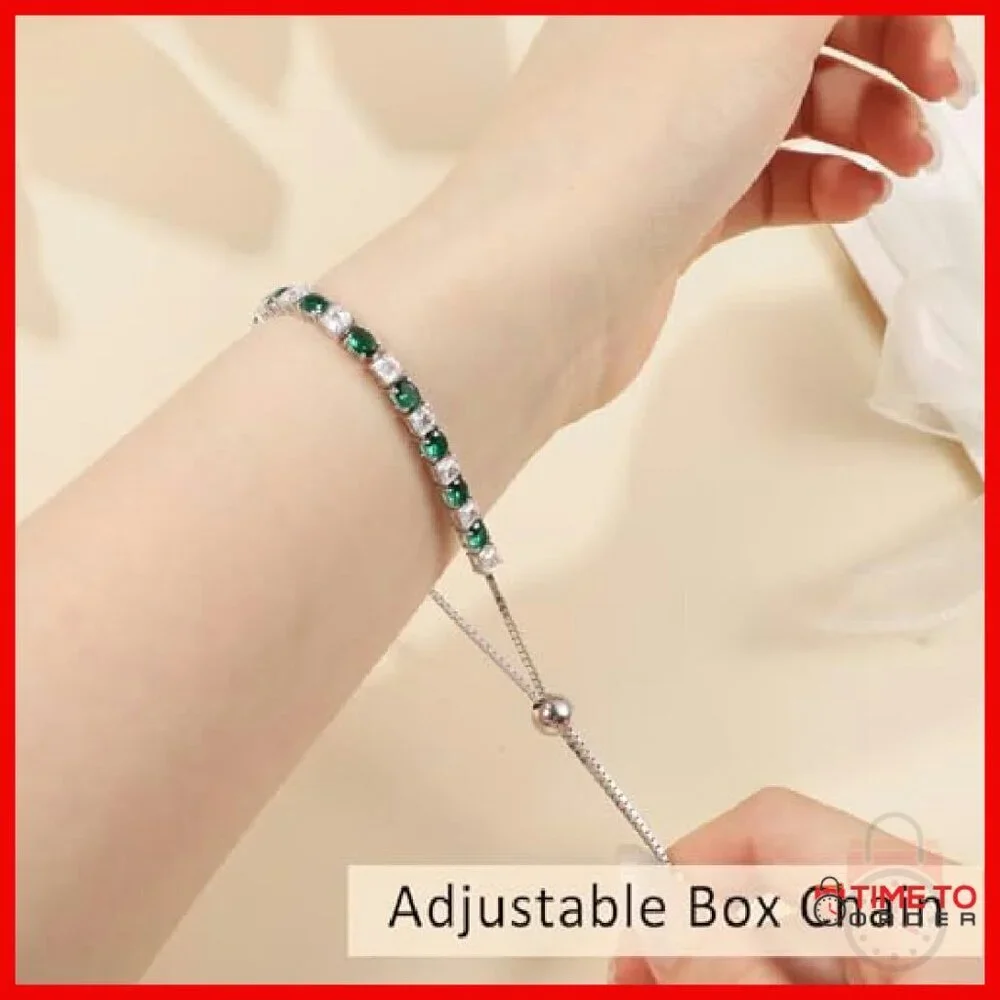Sterling Silver Adjustable Tennis Bracelet White Gold Filled 6-9 Inch
